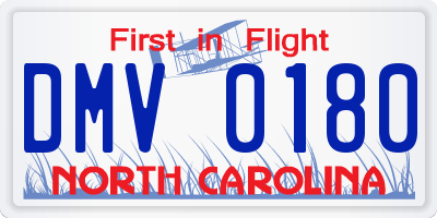 NC license plate DMV0180