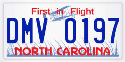 NC license plate DMV0197