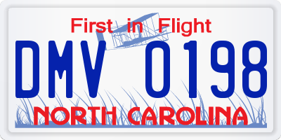 NC license plate DMV0198