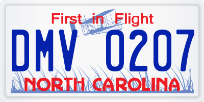 NC license plate DMV0207