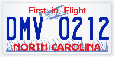 NC license plate DMV0212
