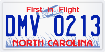 NC license plate DMV0213