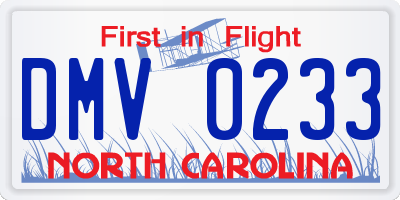 NC license plate DMV0233