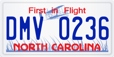NC license plate DMV0236