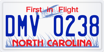 NC license plate DMV0238