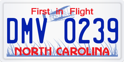 NC license plate DMV0239