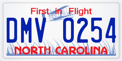 NC license plate DMV0254