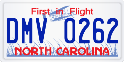 NC license plate DMV0262