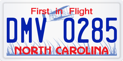 NC license plate DMV0285