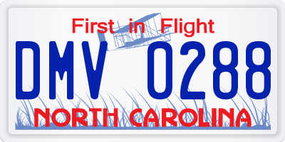 NC license plate DMV0288