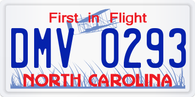 NC license plate DMV0293