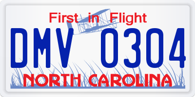NC license plate DMV0304