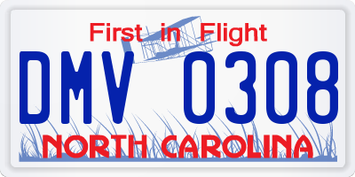 NC license plate DMV0308