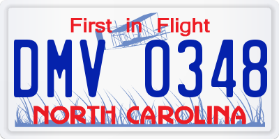 NC license plate DMV0348