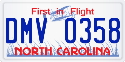 NC license plate DMV0358