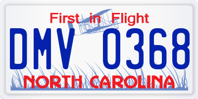 NC license plate DMV0368