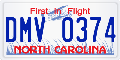 NC license plate DMV0374