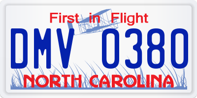 NC license plate DMV0380
