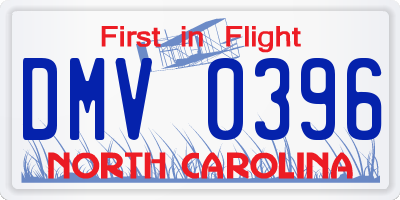 NC license plate DMV0396