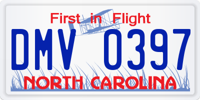 NC license plate DMV0397