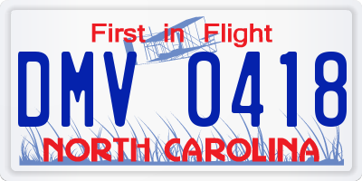 NC license plate DMV0418