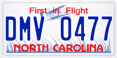NC license plate DMV0477