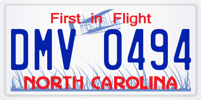 NC license plate DMV0494