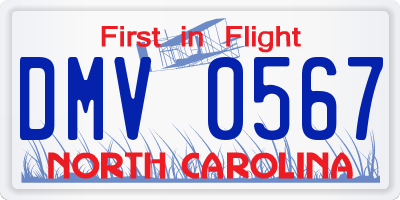 NC license plate DMV0567