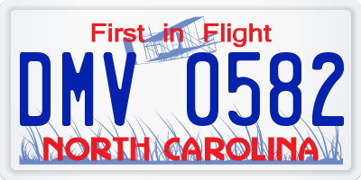 NC license plate DMV0582