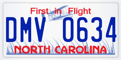 NC license plate DMV0634