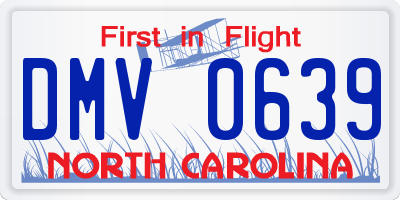 NC license plate DMV0639