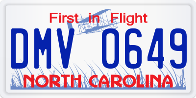 NC license plate DMV0649