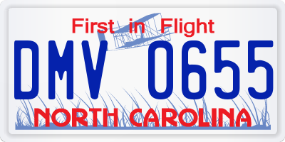 NC license plate DMV0655