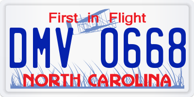 NC license plate DMV0668