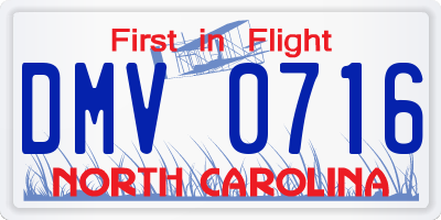 NC license plate DMV0716