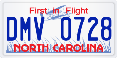 NC license plate DMV0728