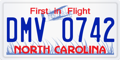 NC license plate DMV0742