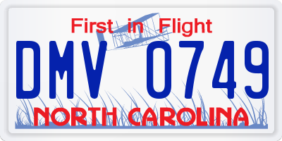 NC license plate DMV0749