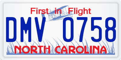 NC license plate DMV0758