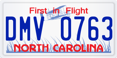 NC license plate DMV0763