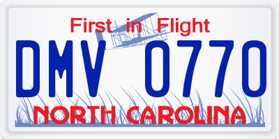 NC license plate DMV0770