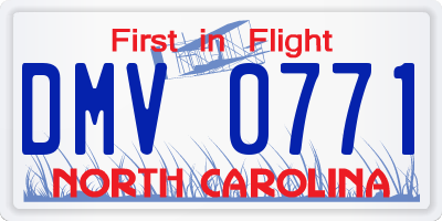 NC license plate DMV0771