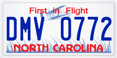 NC license plate DMV0772
