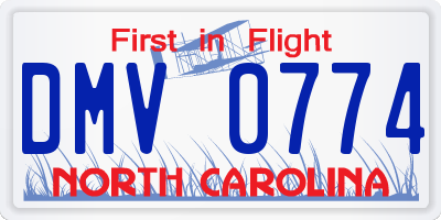 NC license plate DMV0774