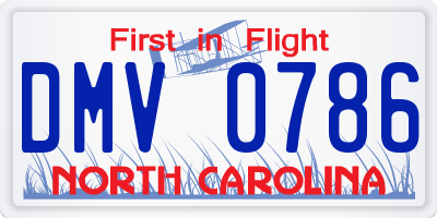 NC license plate DMV0786