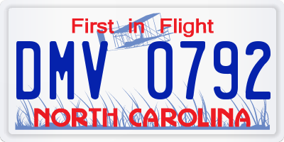 NC license plate DMV0792