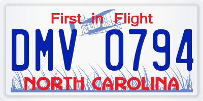 NC license plate DMV0794