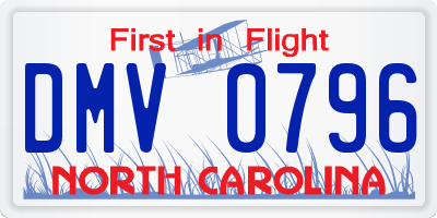 NC license plate DMV0796