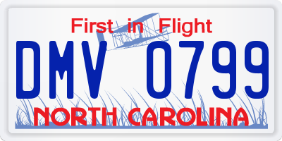 NC license plate DMV0799