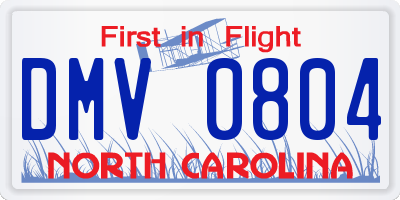 NC license plate DMV0804